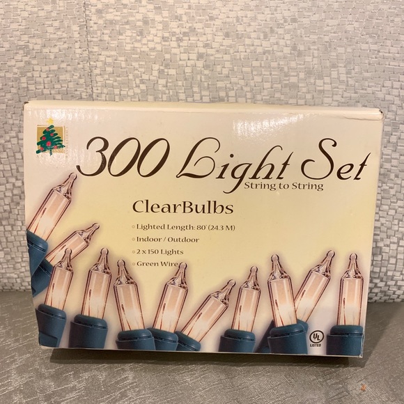 Green Wire Christmas Lights Mini Light String Lighting Holiday 50 Bulb 15’ NIB